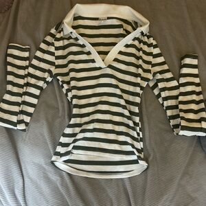 No Boundaries Green and White Striped Top